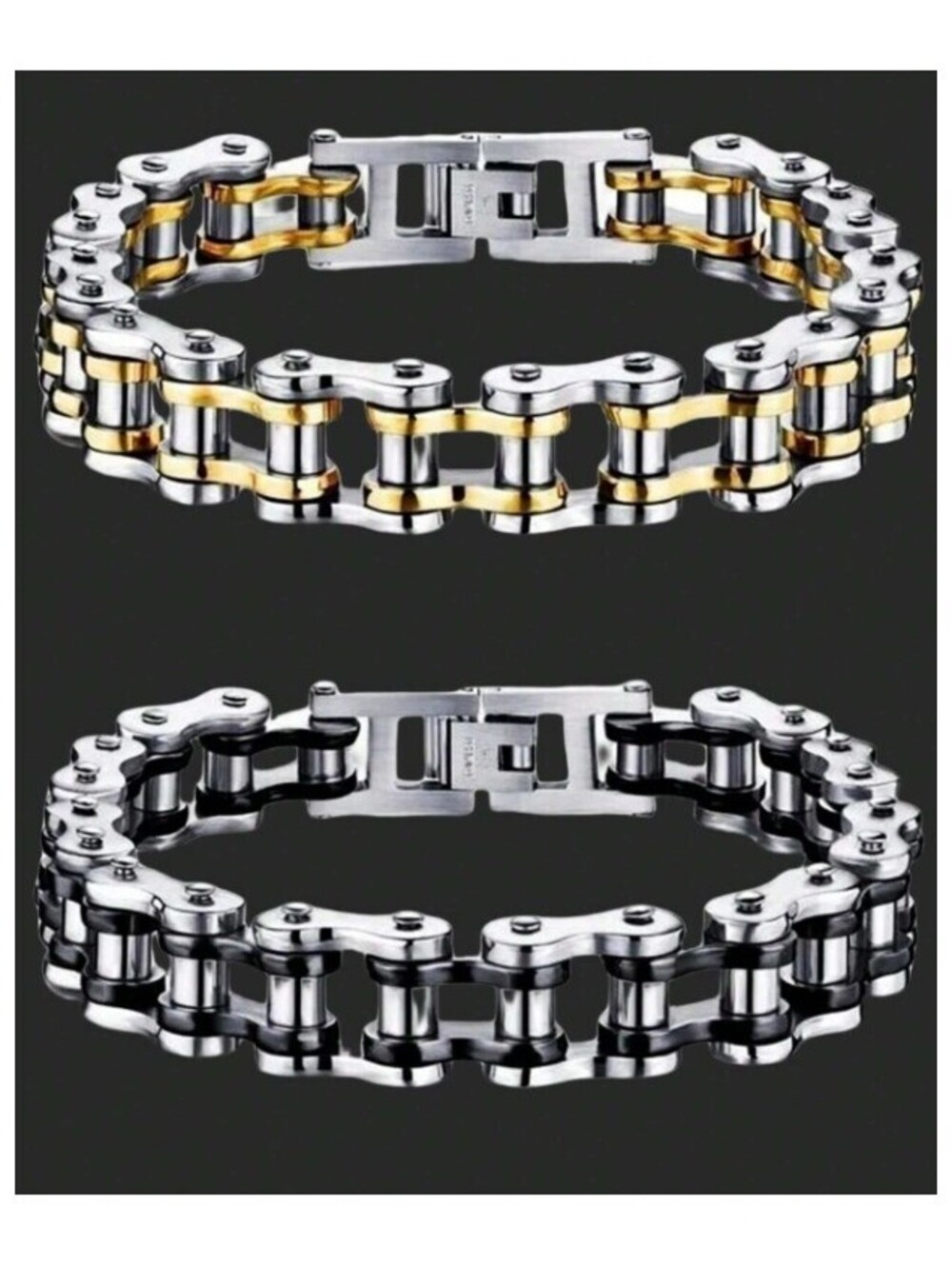 black accent bike chain style - Bracelet - Stainless Steel - 8.5" - Picture 4 of 4